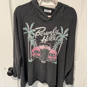 Lauren Moshi oversized grey graphic hoodie.